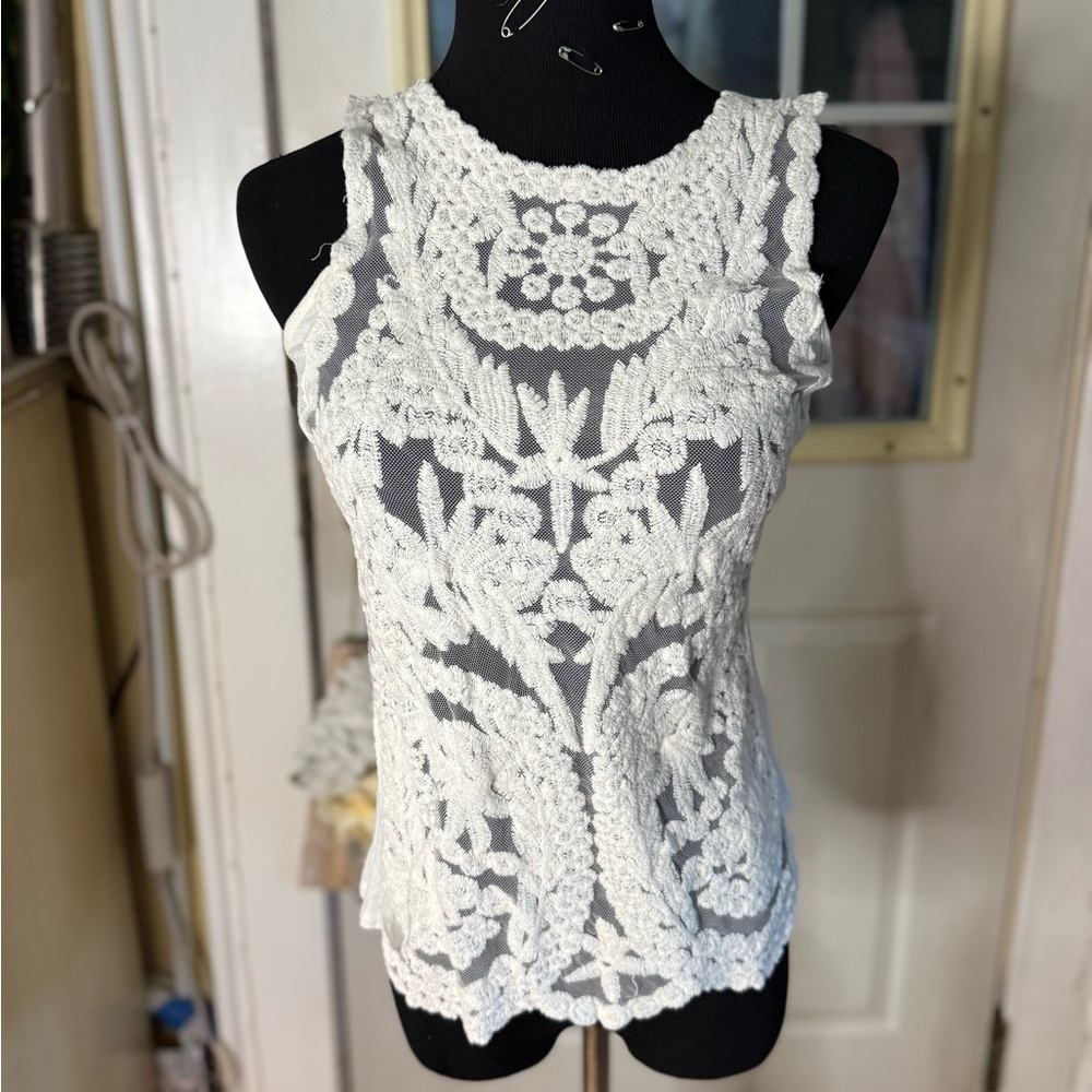 Windsor White Lace Tank Top